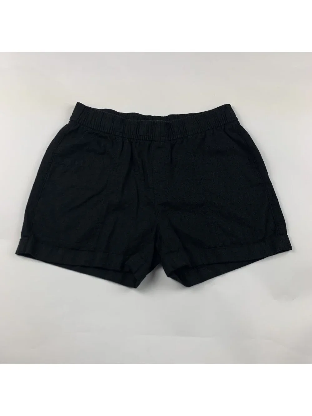 Old Navy Black Linen Blend High Rise Pull On Shorts S - Picture 1 of 5